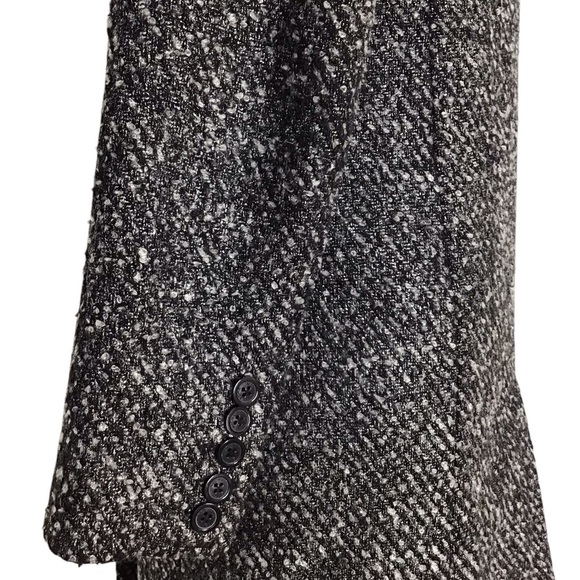 Michael Kors Black Gray Tweed Knee Length Coat - Picture 5 of 7